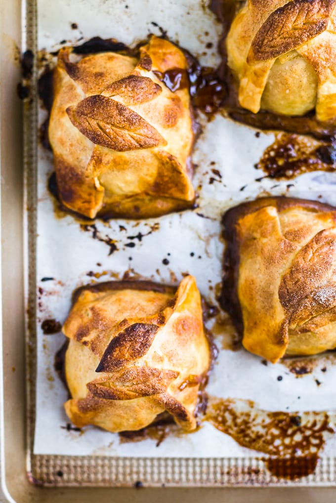 Easy apple dumplings recipe on a baking sheet