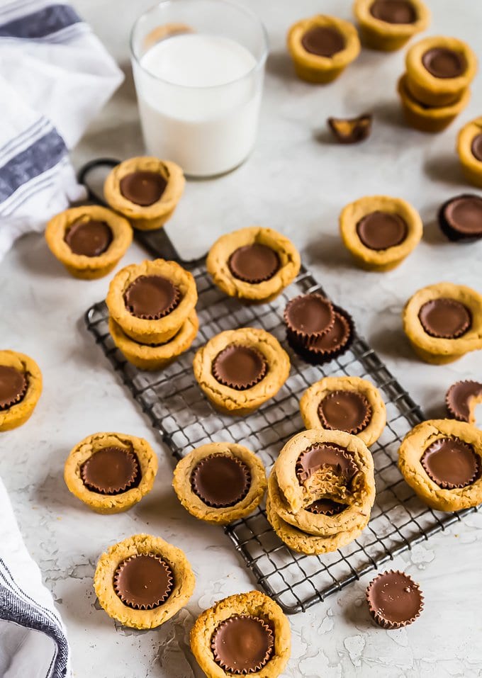 Reese's cup cookies arranged on a table