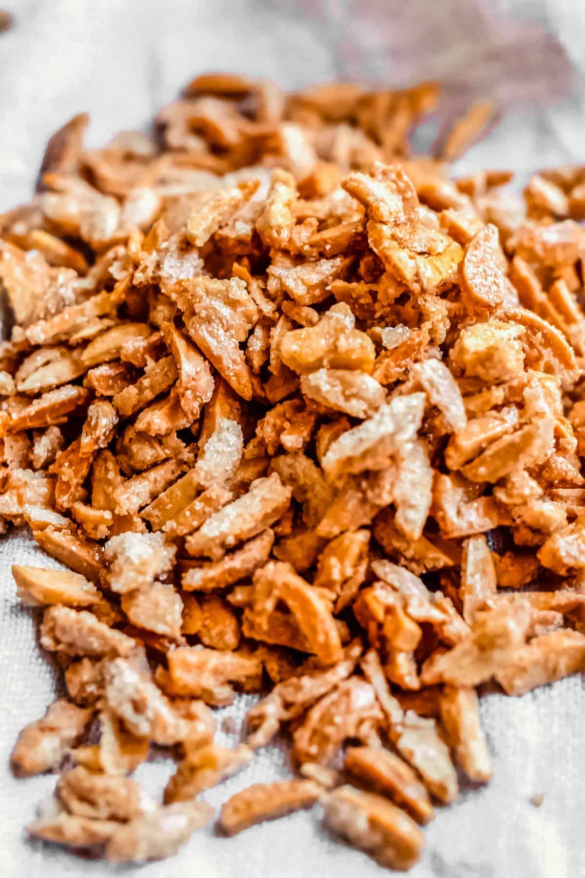 close-up view of a pile of Sugared almonds