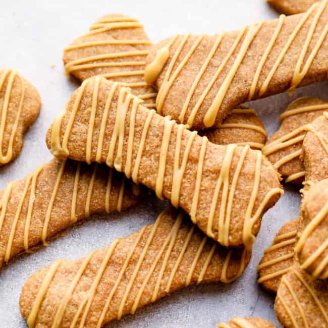 dog treats drizzled with dog friendly icing