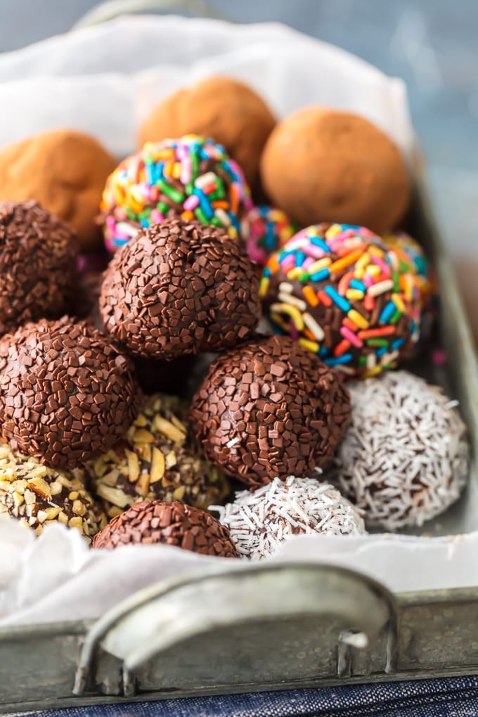 chocolate truffles with different toppings and sprinkles