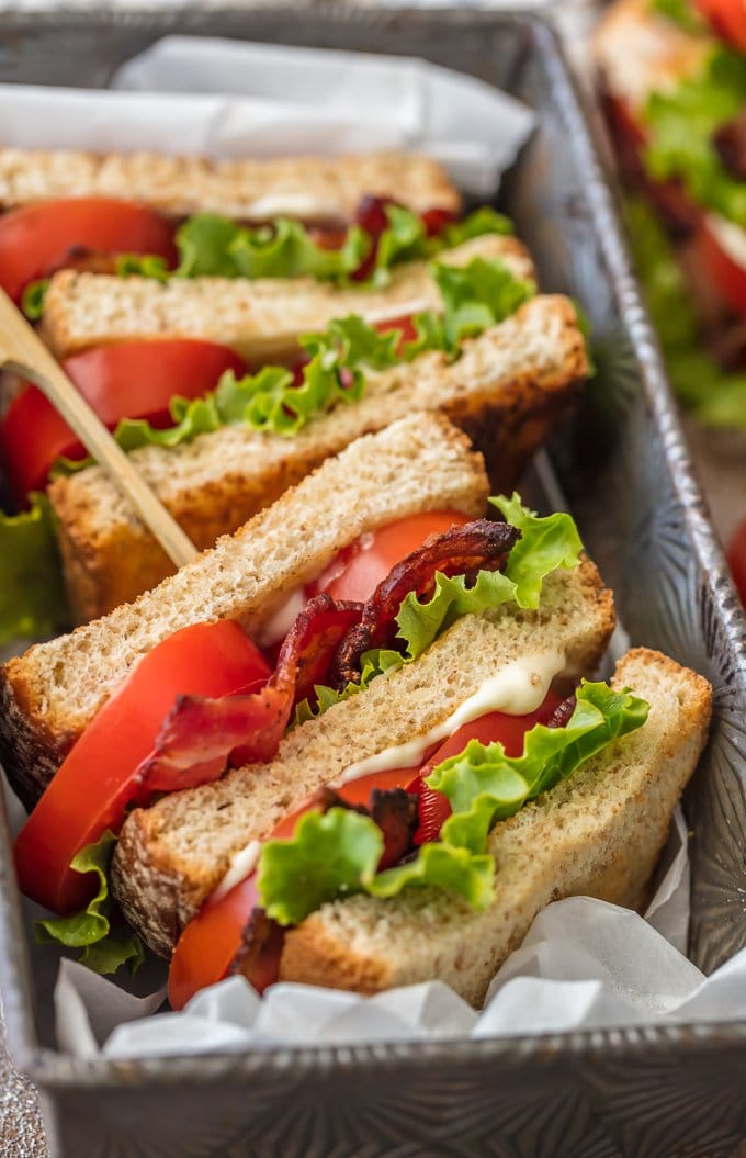 BLT Sandwich Sliders in a pan