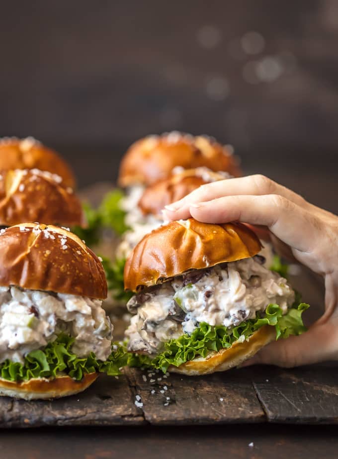 Chicken salad sandwiches made with greek yogurt