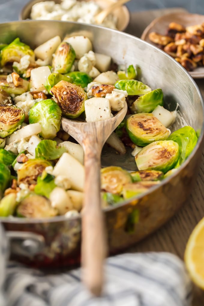 pan filled with brussels sprouts