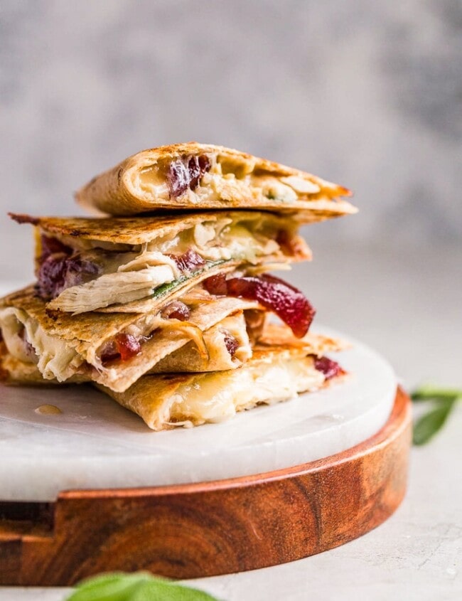 thanksgiving leftover quesadillas stacked