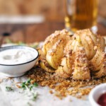 baked blooming onion on parchment