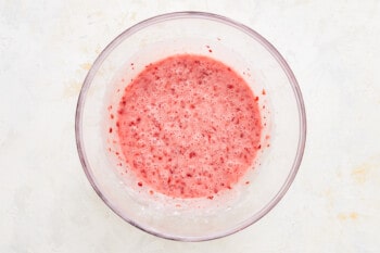 strawberry glaze in a glass bowl.