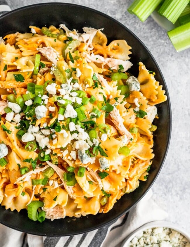 Buffalo Chicken Pasta Salad is the perfect BBQ side dish! I love the classic Buffalo Chicken flavors, so adding that into a pasta salad recipe is such a great combo. It's just the right amount of spice and heat to add to any summertime spread. This Easy Pasta Salad Recipe is so unique and delicious!