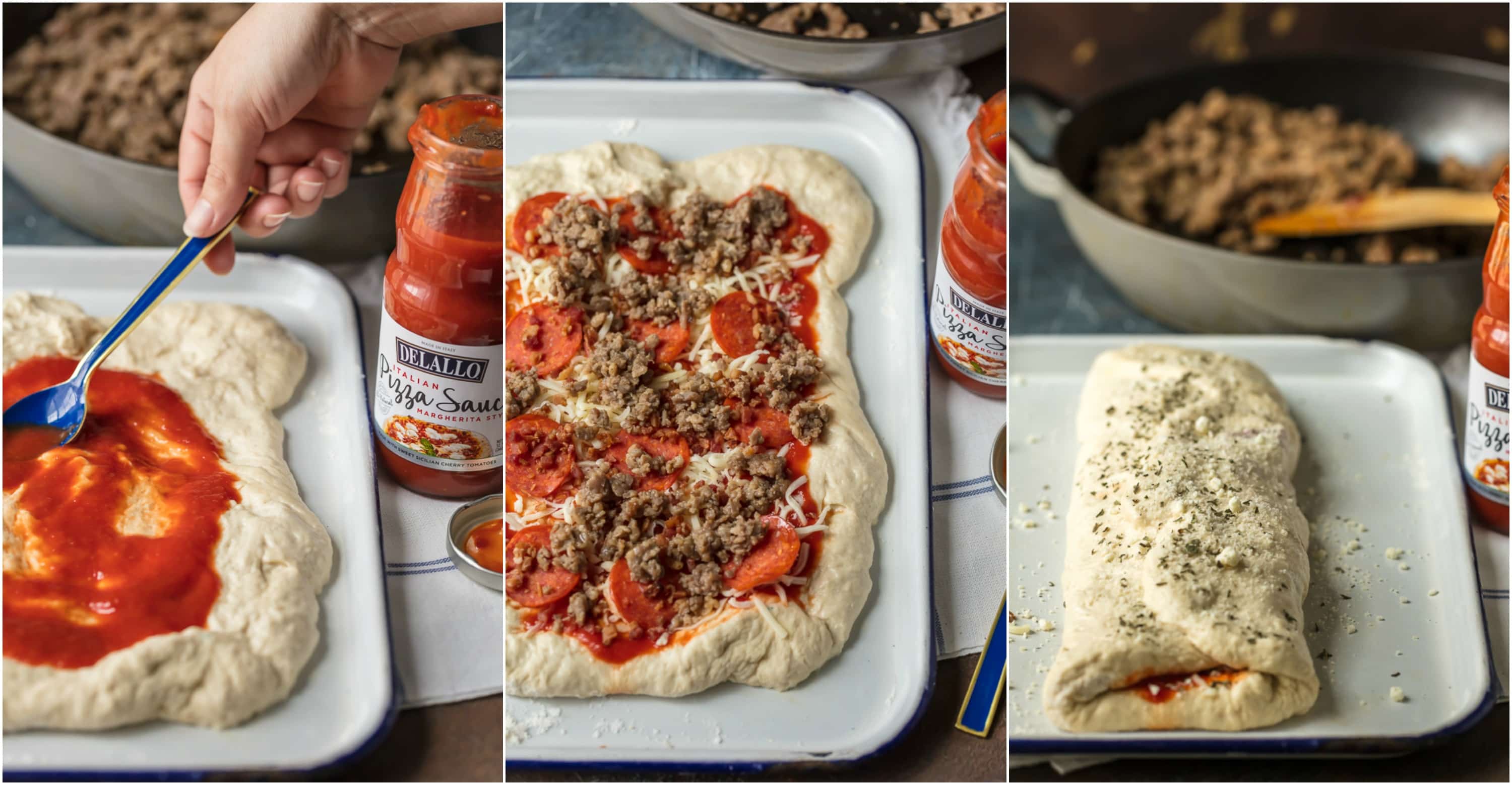 process of stromboli being made