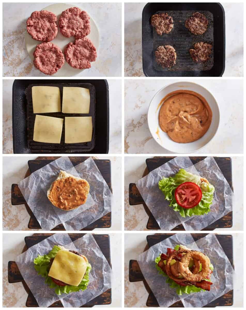 step by step photos for how to make cowboy burgers