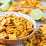 Mexican spice cheese crackers in a bowl