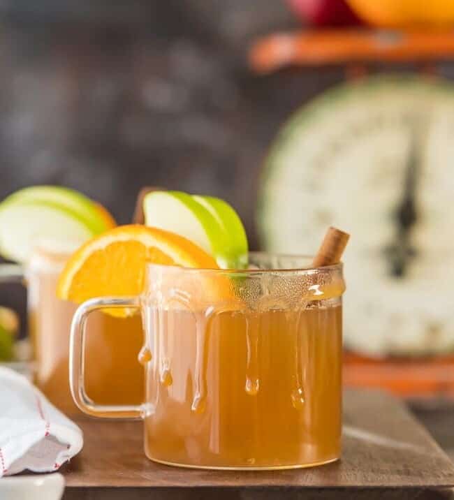 Crockpot Apple Cider is the easiest way to make delicious apple cider from scratch! Even better, this recipe is skinny, low calorie version. This Caramel Apple Cider is the BEST drink recipe for fall. Make it a cocktail or mocktail, both are DELISH. I crave this comforting sip all year round!