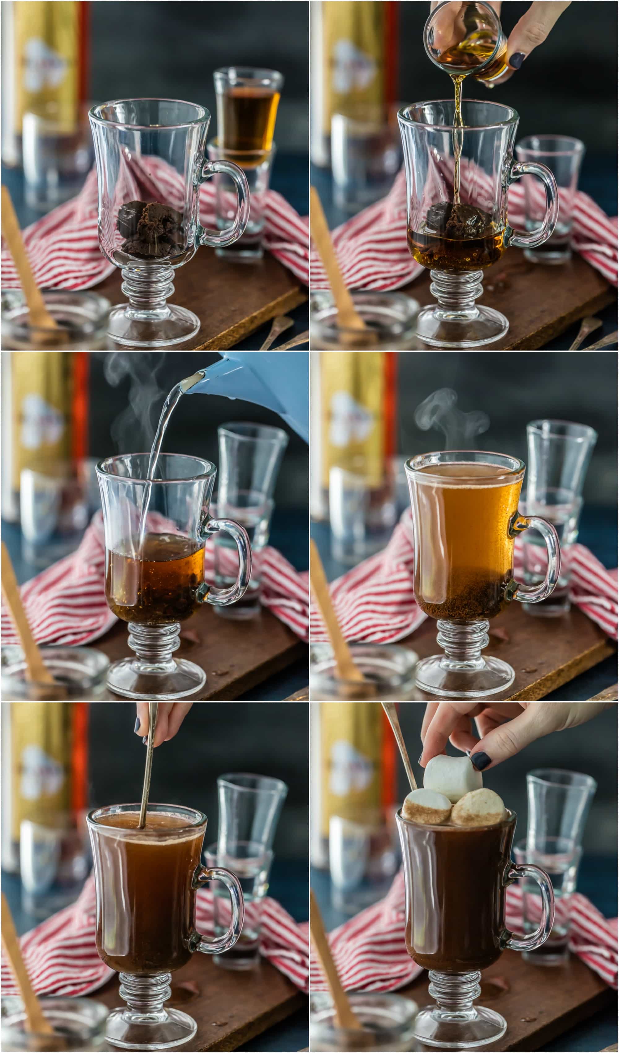 Photo collage showing how to make hot buttered rum