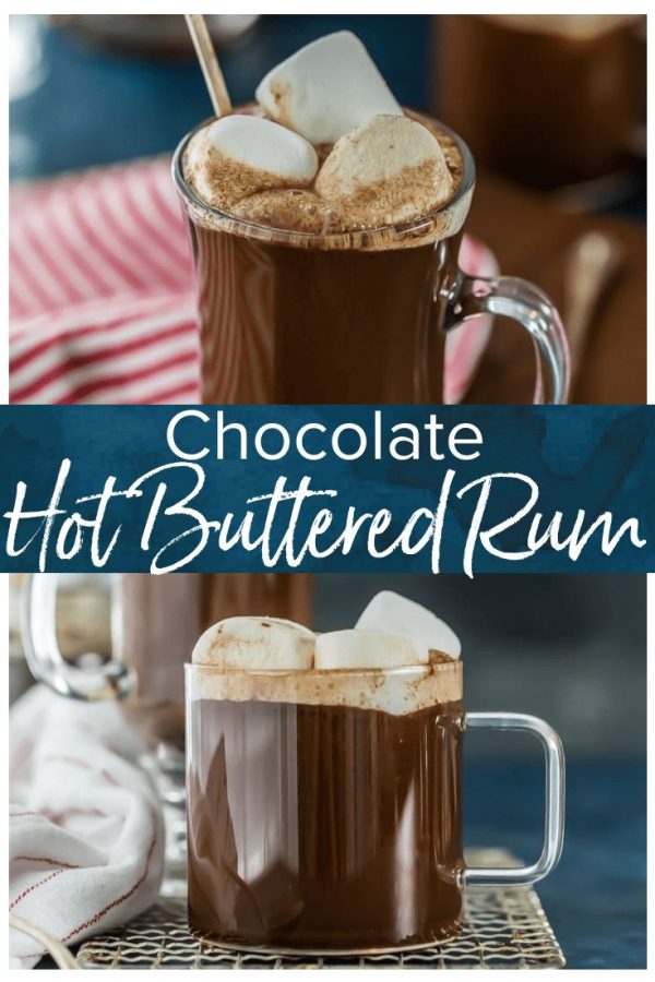 Chocolate Hot Buttered Rum is my absolute FAVORITE hot rum drink for the holidays (or all winter). This easy hot buttered rum recipe tastes like liquid brownie batter!