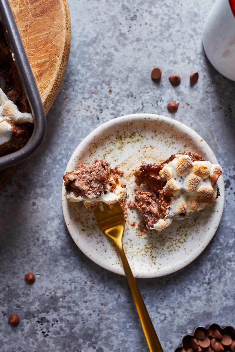 slice of hot chocolate bread pudding