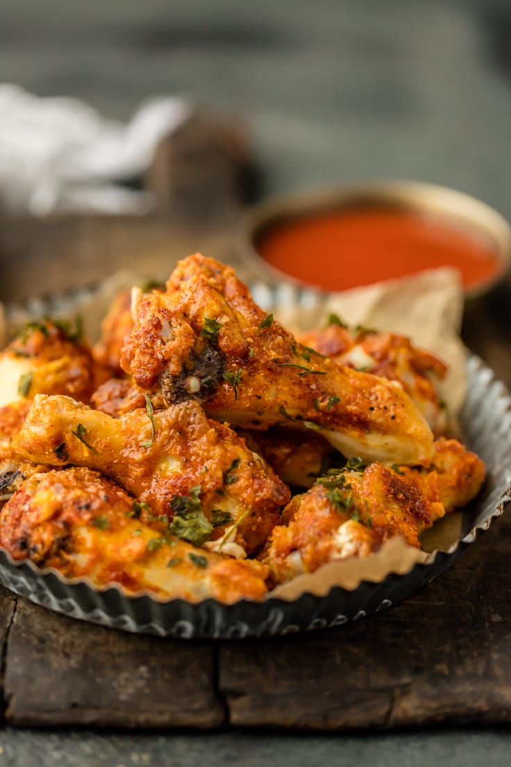 basket of baked chicken wings