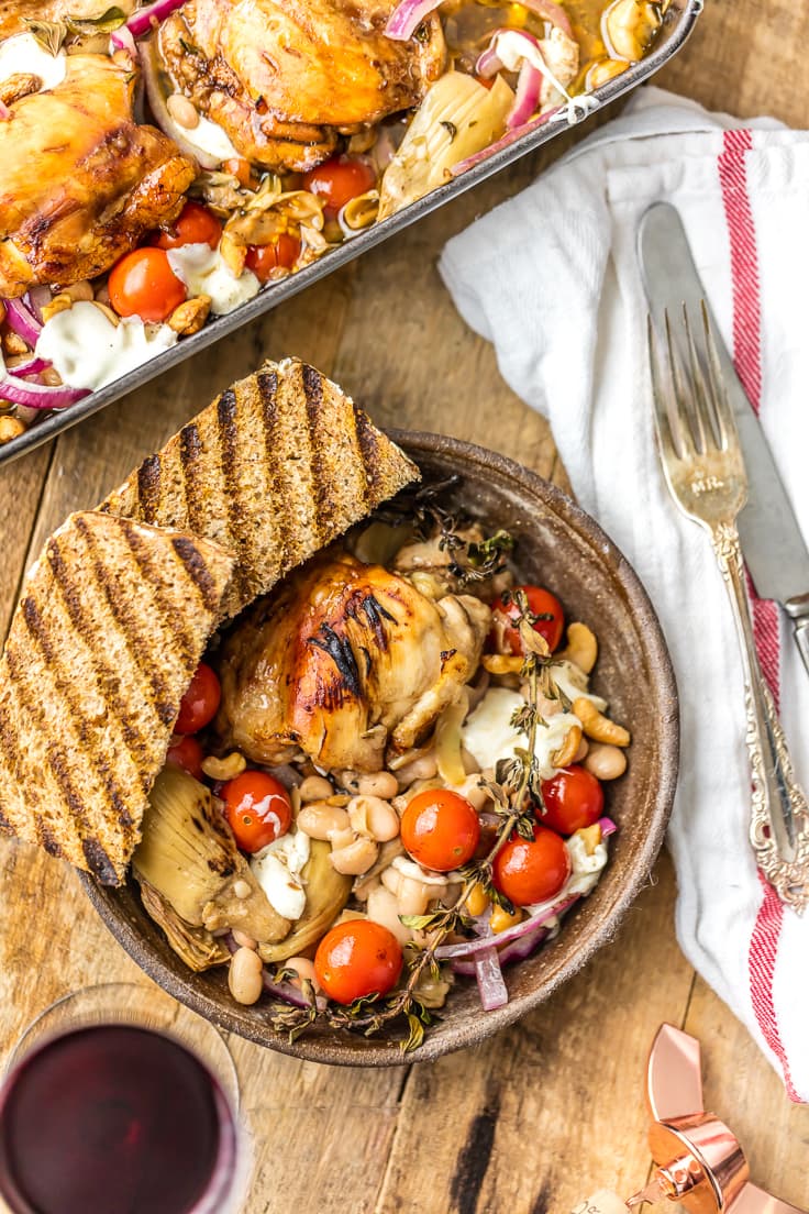 plate filled with mediterranean chicken casserole