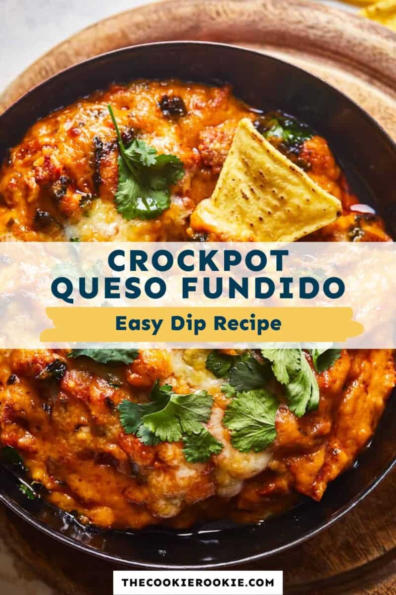 Easy crockpot queso fundido dip recipe.