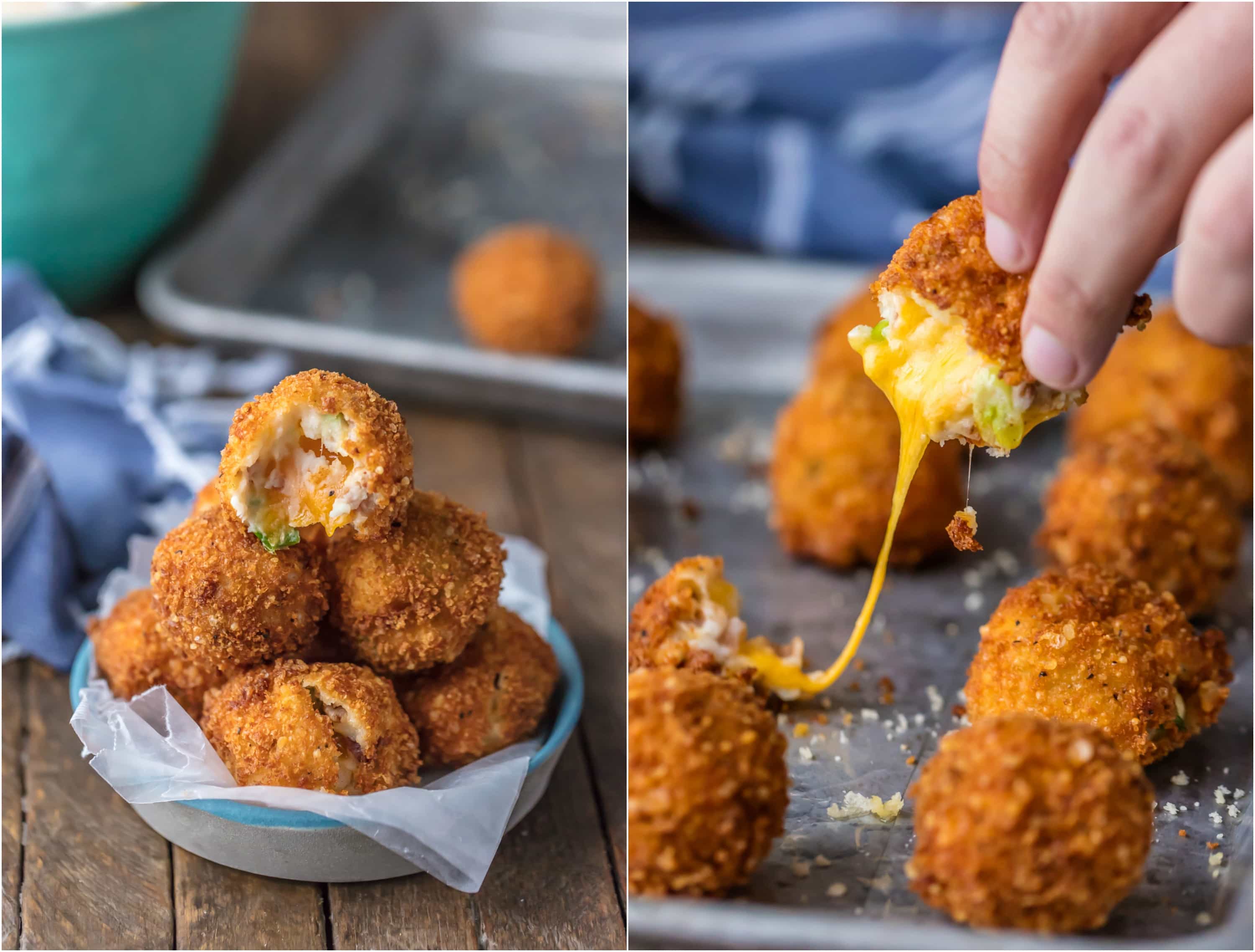 Cheese pull on mashed potato bites