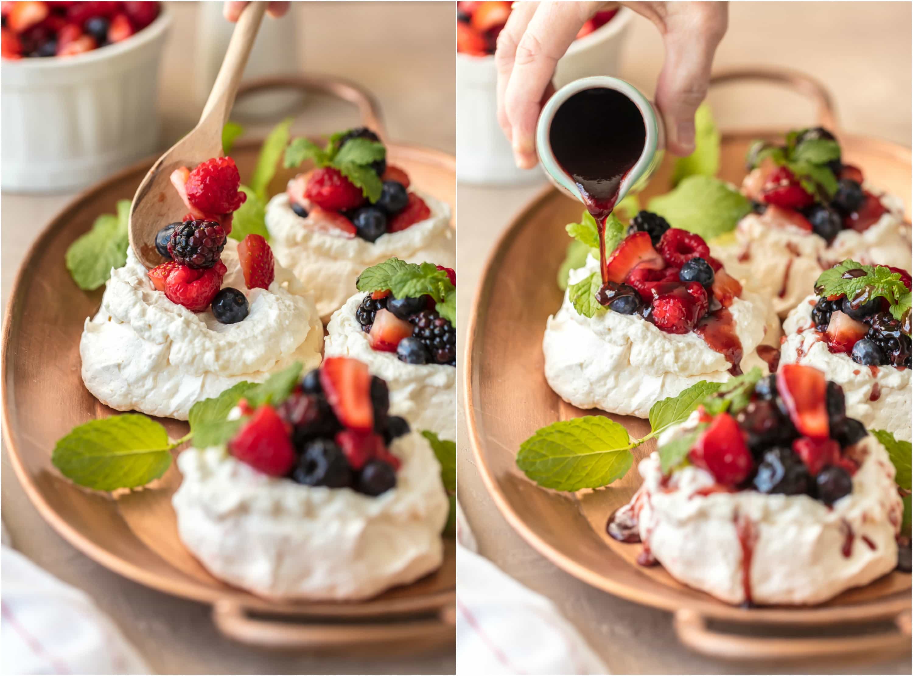 A bunch of food on a table, with Pavlova and Cookie