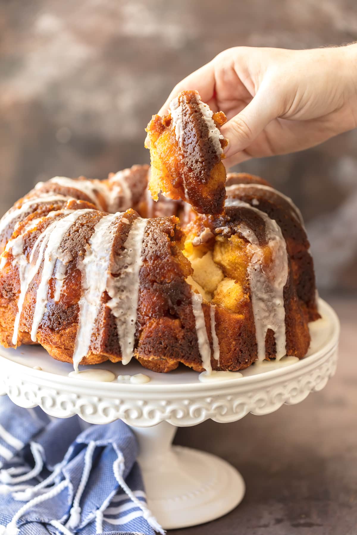 Pulling off a piece of monkey bread