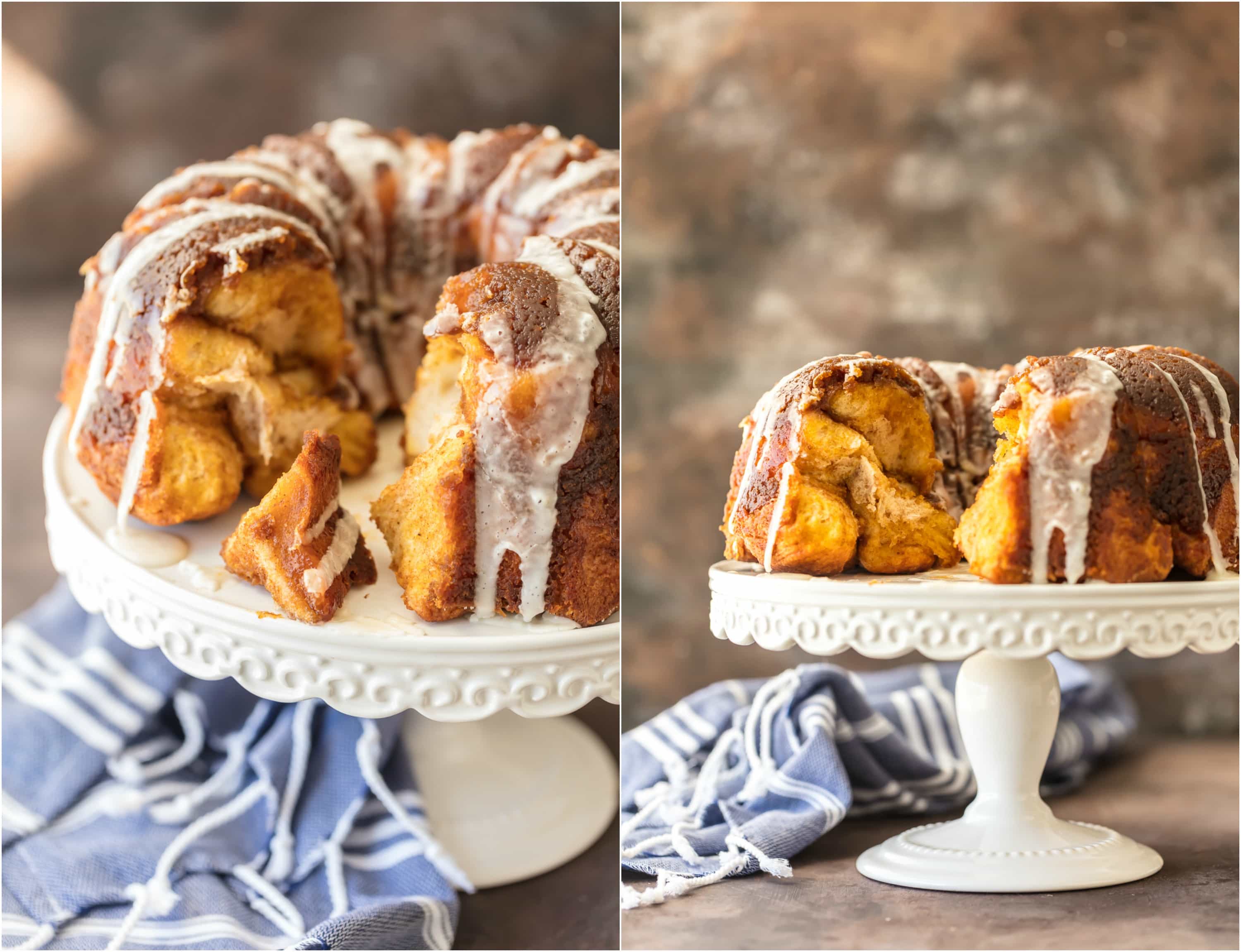 part of monkey bread gone from cake stand