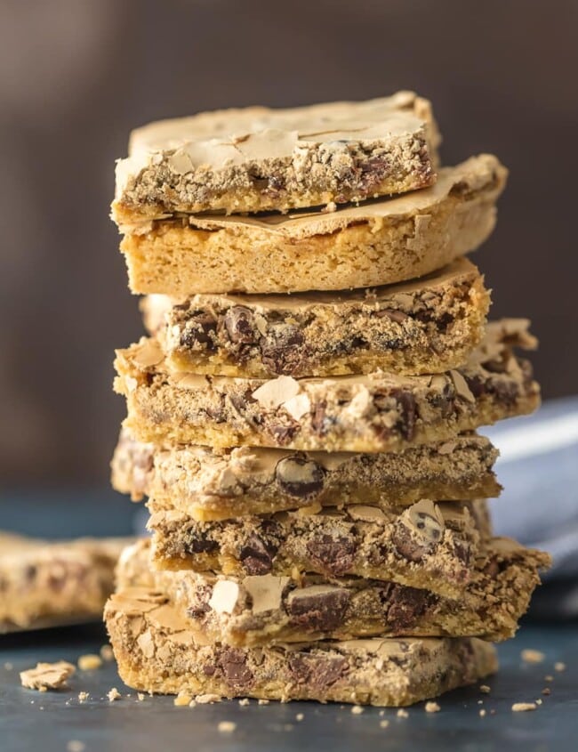 Chocolate Chip Cookie Bars are the ultimate holiday dessert! Baking amazing chocolate chip bars has never been easier or more delicious, and they're topped with a brown sugar meringue for even more flavor. The perfect Christmas dessert!