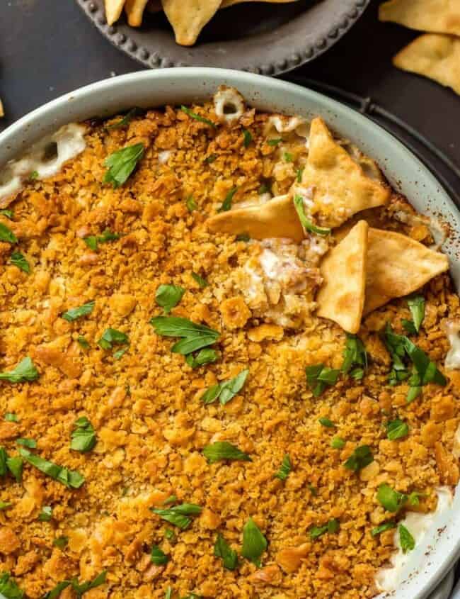 chicken cordon bleu dip in baking dish