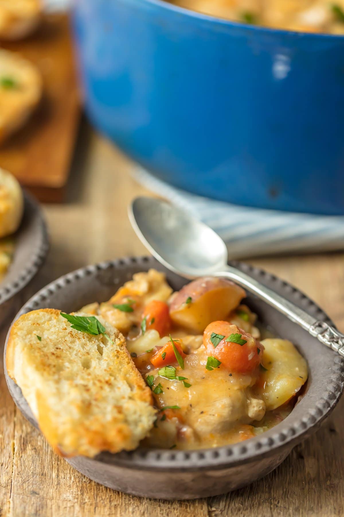 A bowl of white wine chicken stew