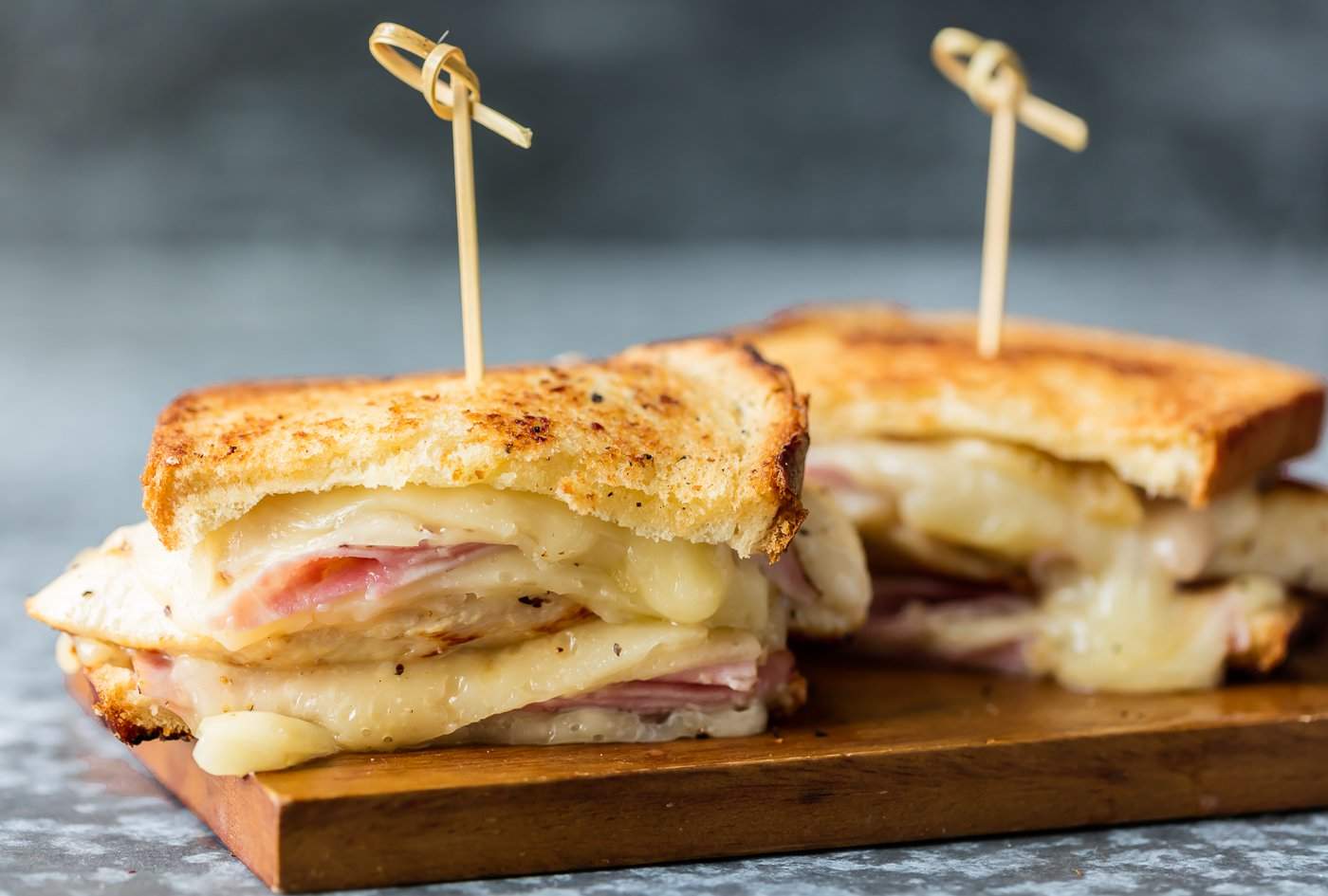 Grilled cheese with chicken and ham