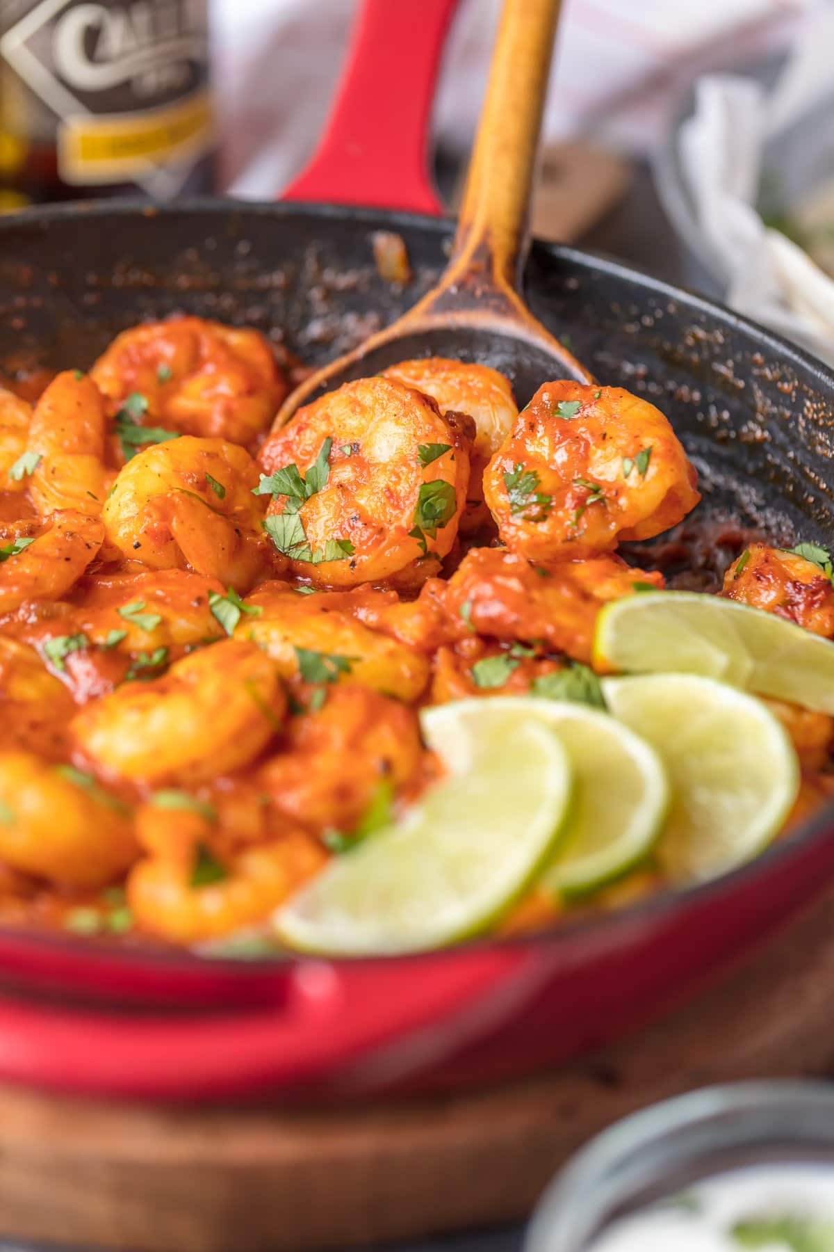 Spicy shrimp recipe made in a skillet