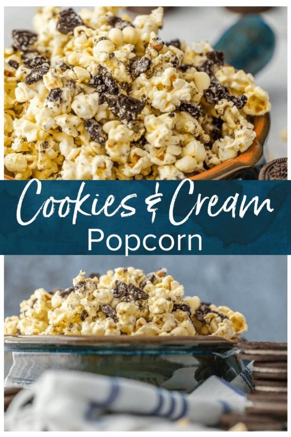 COOKIES AND CREAM POPCORN is SO easy and delicious! This Oreo White Chocolate Popcorn is perfect for a night in while binge-watching your favorite series on Netflix.