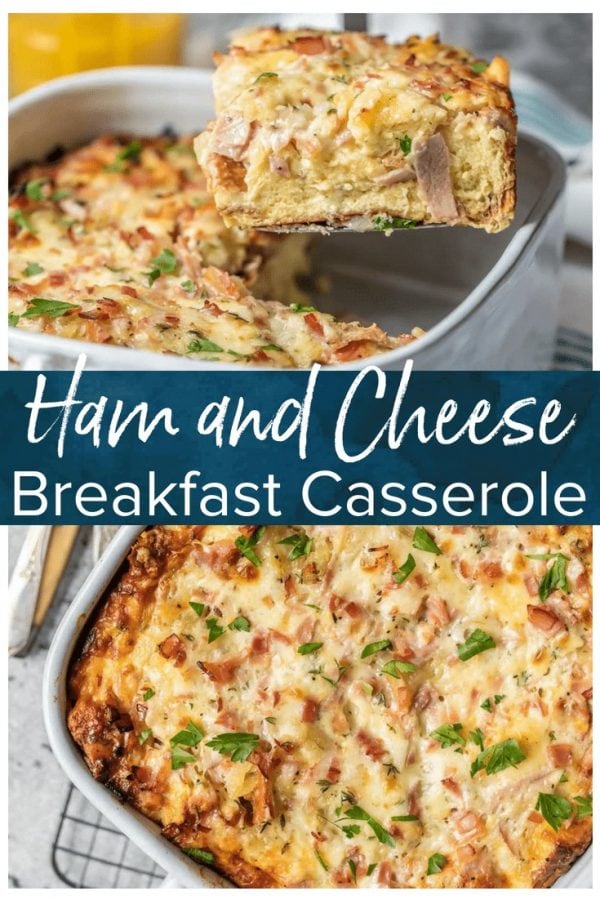 This HAM AND CHEESE BREAKFAST CASSEROLE is our favorite make ahead breakfast for any special occasion. This breakfast casserole with ham, cheese, bread, eggs, herbs, and more is sure to please everyone and just so easy to make!