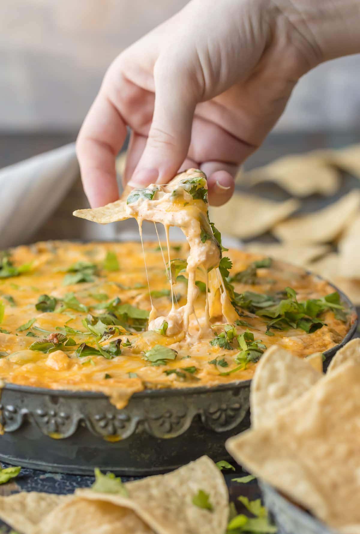 Green Chile Chicken Enchilada Dip