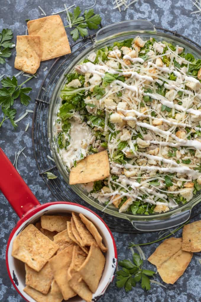 Caesar Salad Cream Cheese Chicken Dip recipe