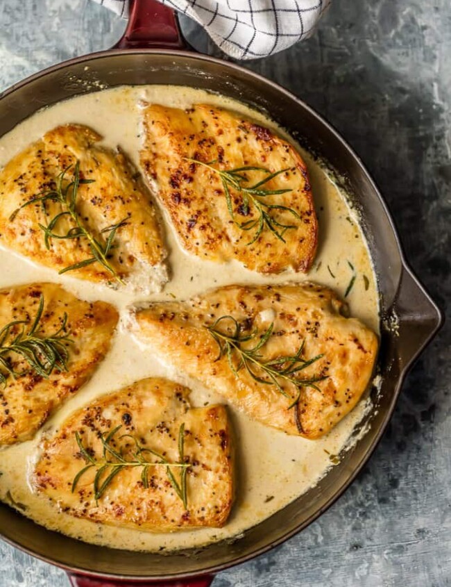 Chicken Dijon with White Wine Sauce is an easy ONE PAN meal with so much flavor! The Dijon Chicken in white win sauce is so juicy and moist and smothered in the most amazing sauce. Nothing is better than White Wine Chicken with Dijon. It's an awesome Date Night meal for any day of the week. Chicken Dijon for the win!