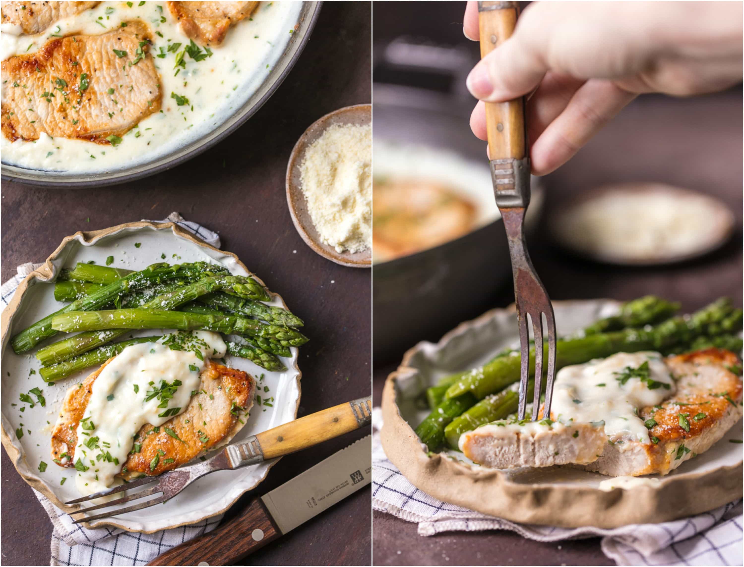 These CREAMY GARLIC PARMESAN PORK CHOPS are easy, made in ONE PAN, and so delicious. The ultimate comfort food!