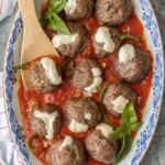 MOZZARELLA STUFFED MEATBALLS are the ultimate appetizer! Theses Italian meatballs are stuffed with whole milk mozzarella and they are oh so juicy and tender. You better make a double batch of these Mozzarella Meatballs if you want them to last! 