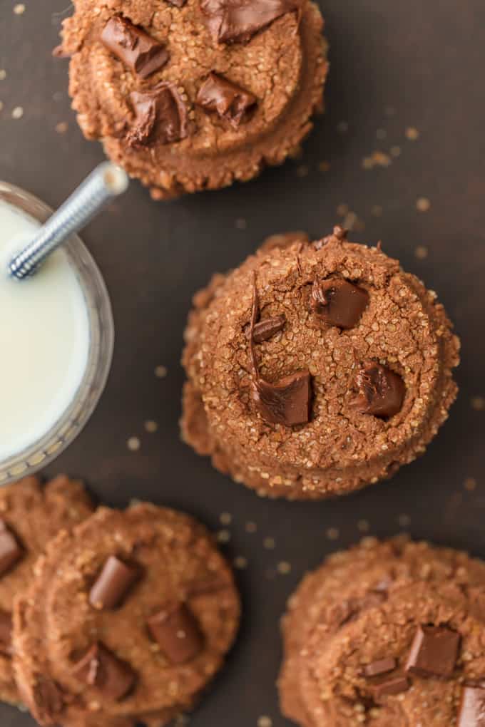 chocolate chunk cookies viewed from above