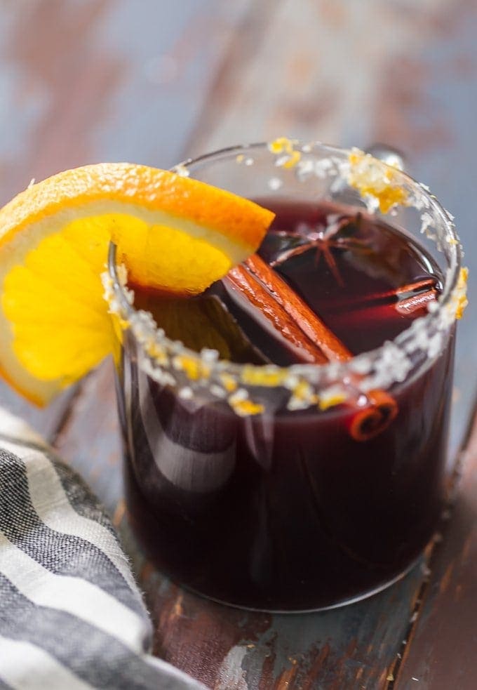 cocktail glass with a SPICED MULLED WINE MARGARITA