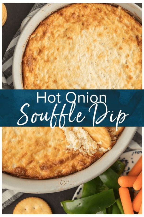 HOT ONION DIP has been a family favorite for years. I just love the sweet, cheesy onion flavor. You really can't do better than a classic hot onion dip recipe for the holidays or game day. It's perfect for dipping and oh so yummy. This is the BEST hot onion souffle dip recipe around!