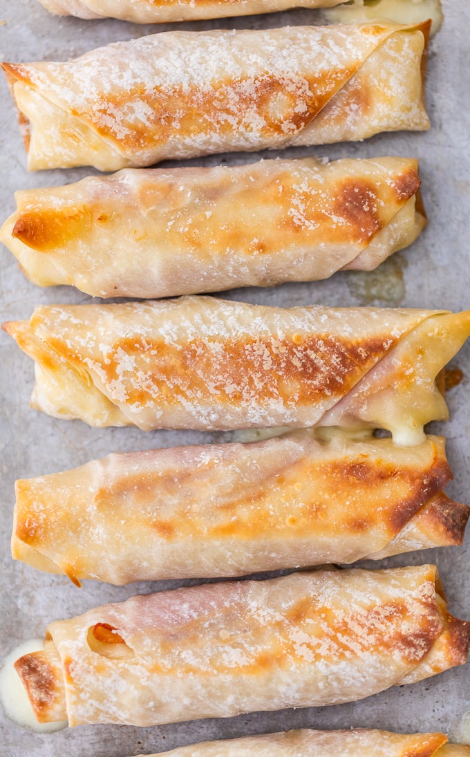 Homemade Ham & Cheese Sticks on baking tray