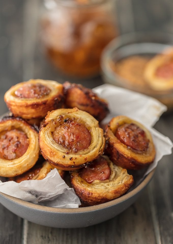 platter of PEPPER JELLY SAUSAGE ROLLS