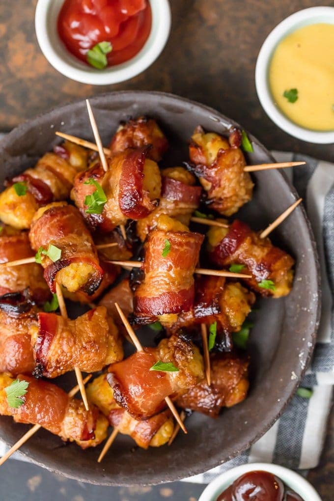 Bacon Wrapped Tater Tots on a plate