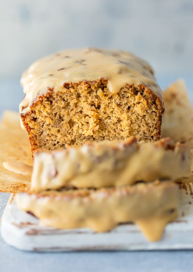 Sliced loaf of banana bread