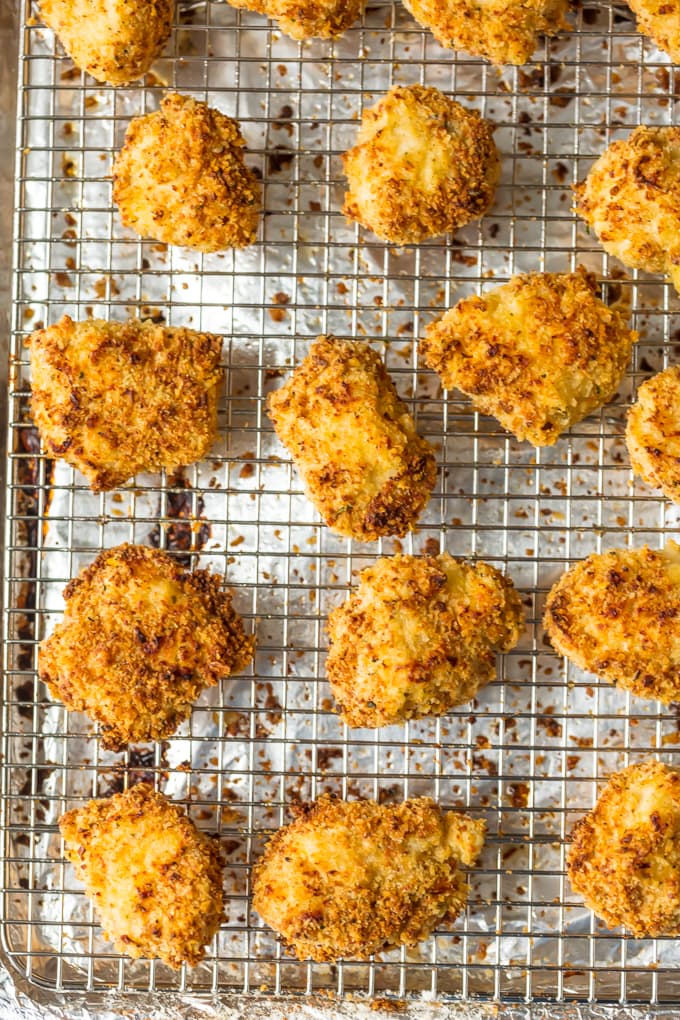 step by step photos of how to make baked chicken nuggets