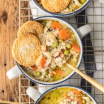 bowls of chicken pot pie soup