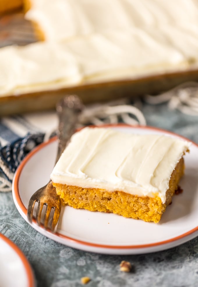 slice of carrot cake bar on plate