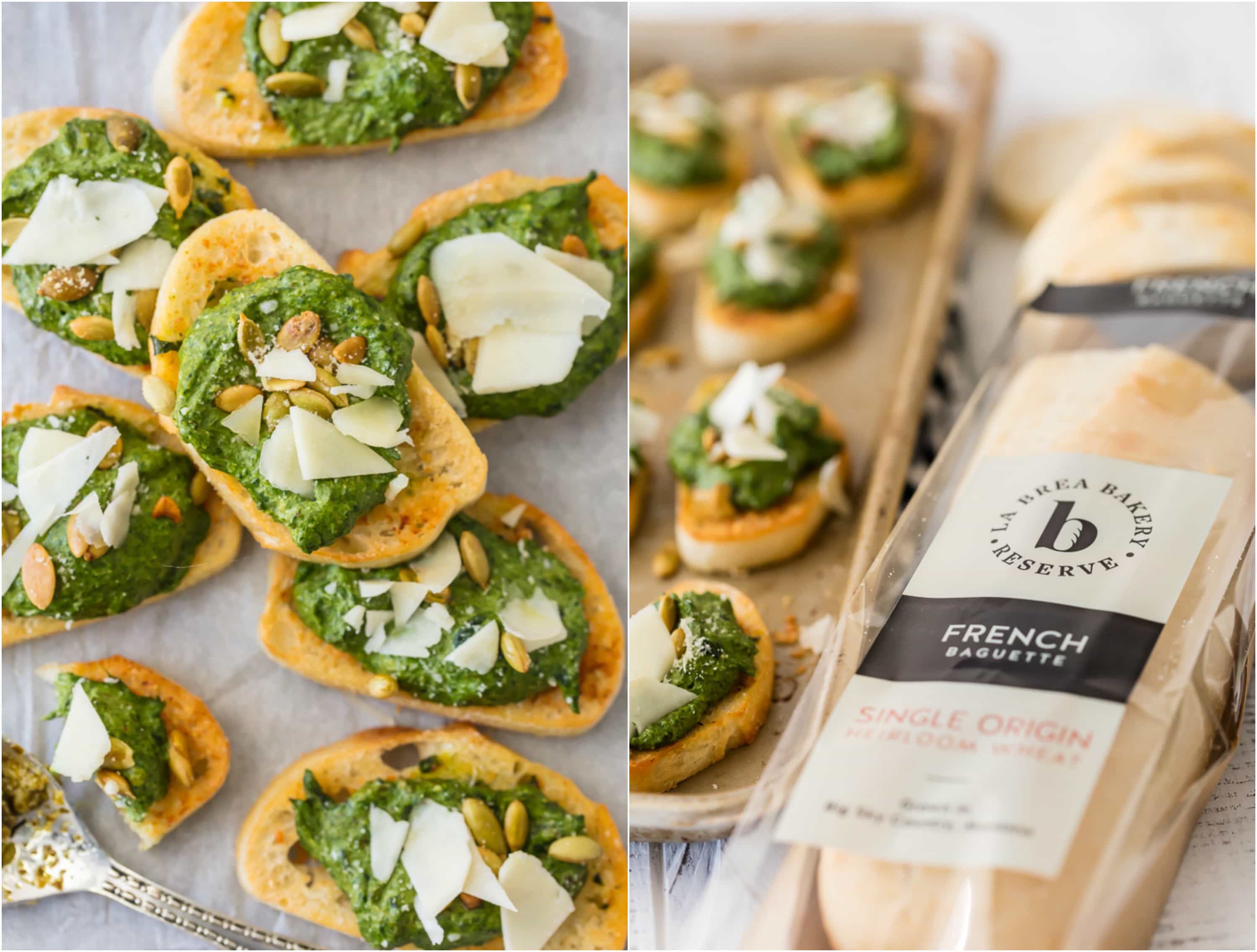 photo collage of french bread and crostini