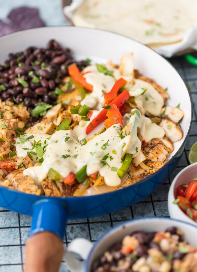 chicken fajitas in a skillet